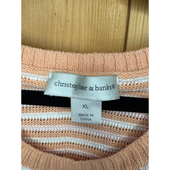 Christopher & Banks Women’s Pink Stripe Pullover Sweater, Size XL, GUC - Picture 3 of 8